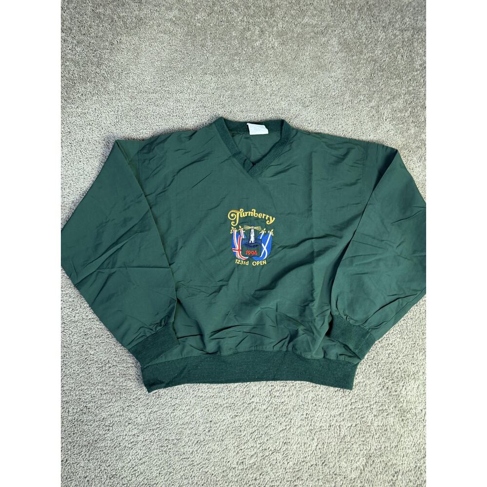 Vintage Starbus Golf Jacket Mens XL Green Turnberry Open Windbreaker Pullover